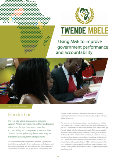 Twendle Mbele Using M&E To Improve Government Performance and Accountability: A Glance of 6 Countries’ NES