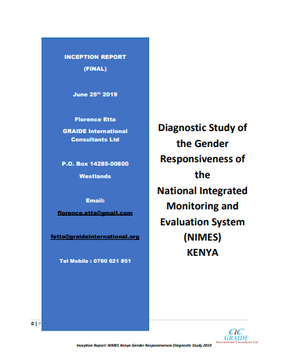 Diagnostic study of the gender responsiveness of the national integrated monitoring and evaluation system (nimes) Kenya