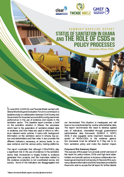 Status of Sanitation in Ghana and the Role of CSOs in Policy Processes