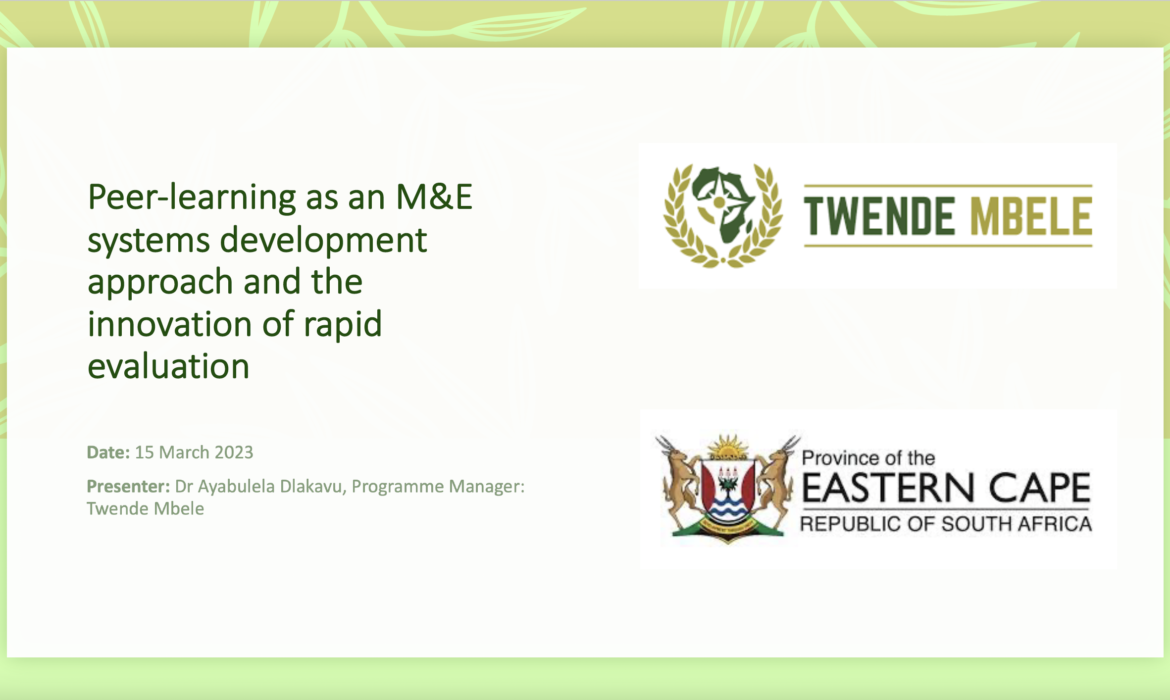 Peer-learning as an M&E systems development approach and the innovation of rapid evaluation