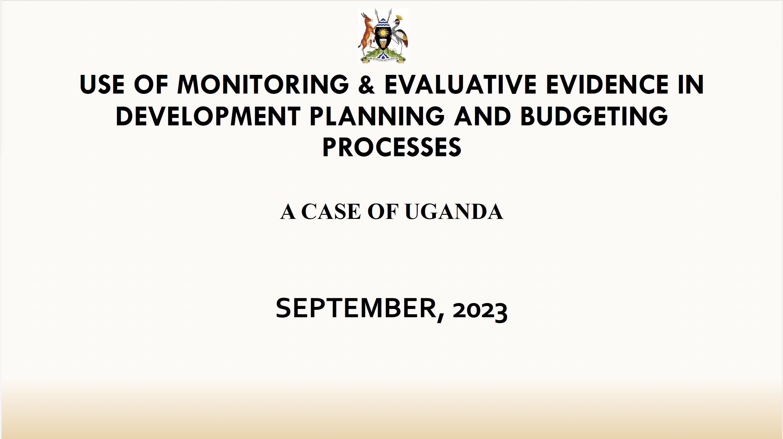 Use of Monitoring & Evaluative Evidence in Development Planning and