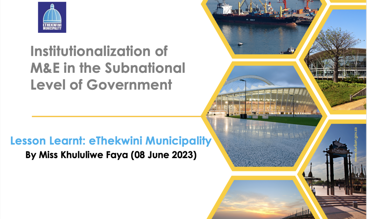 Institutionalization of M&E in the Subnational Level of Government