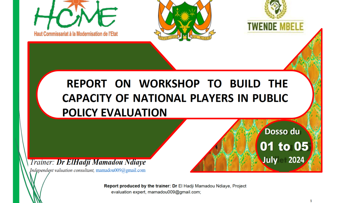 Capacity Building Workshop on the Evaluation of Public Policy – Niger 2024